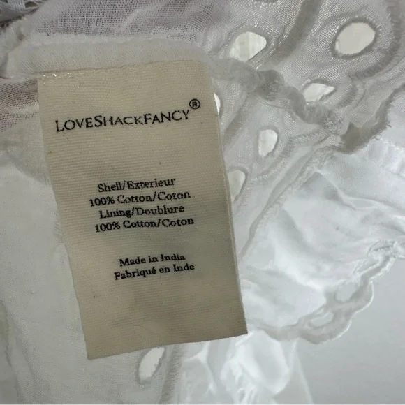 LoveShackFancy Womens Titania Midi Dress Sz 0 White Eyelet Embroidered Romantic - Picture 9 of 11